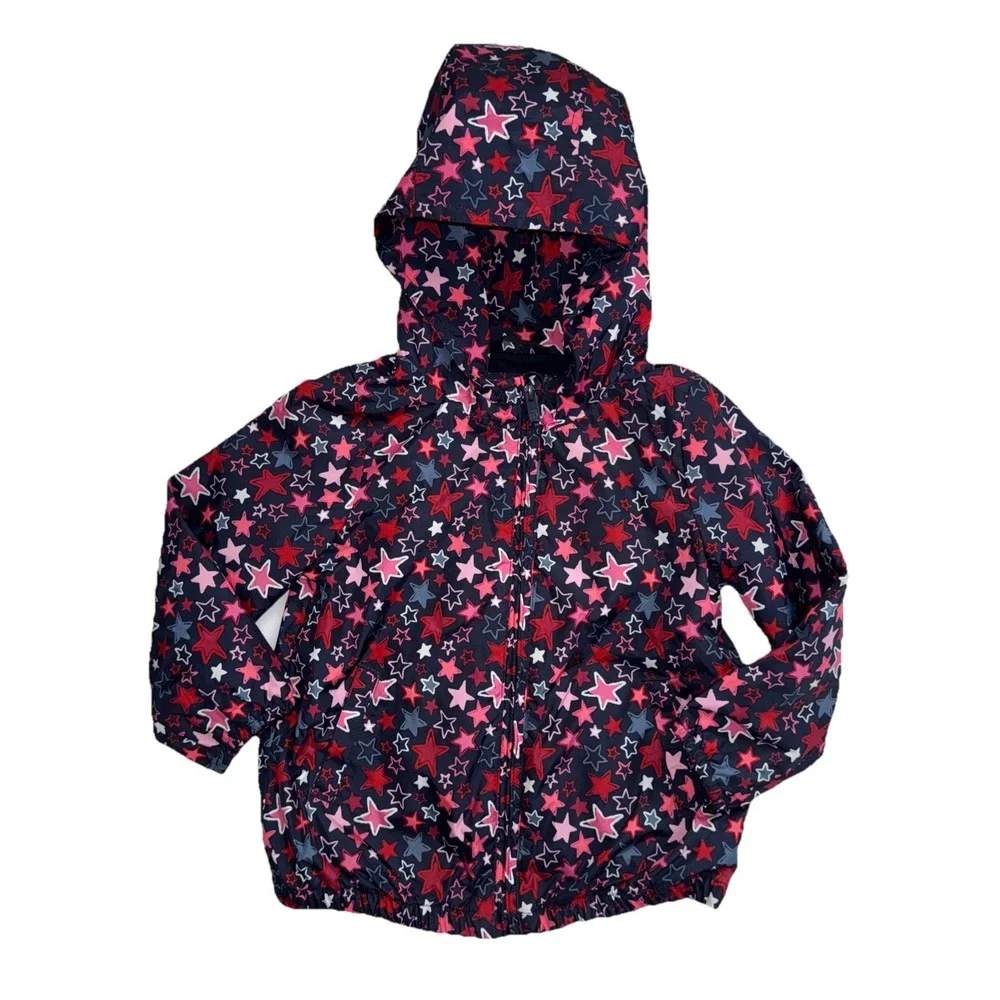 Gap Kids Toddler Girls Navy‎ Red and Pink Starry Windbreaker Size 4T
